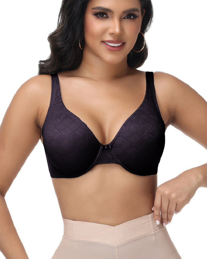 Full Coverage Underwire Non Padded Lace Bra - By Qivii