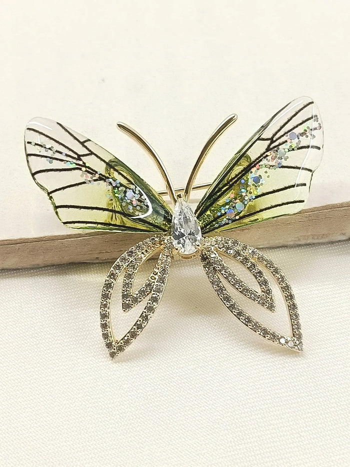 Gamini Green Butterfly Brooch