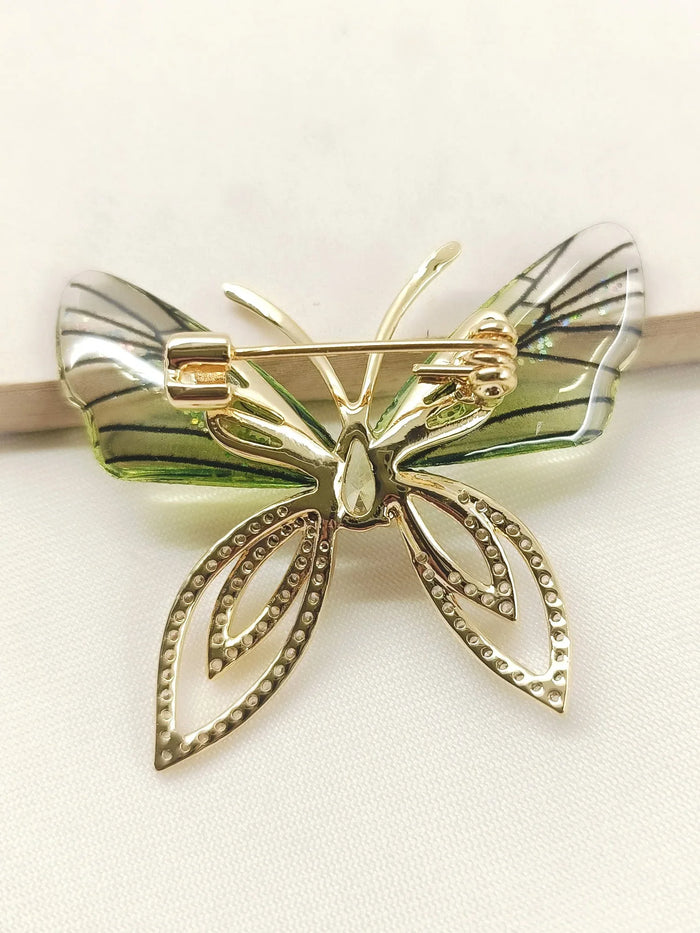 Gamini Green Butterfly Brooch