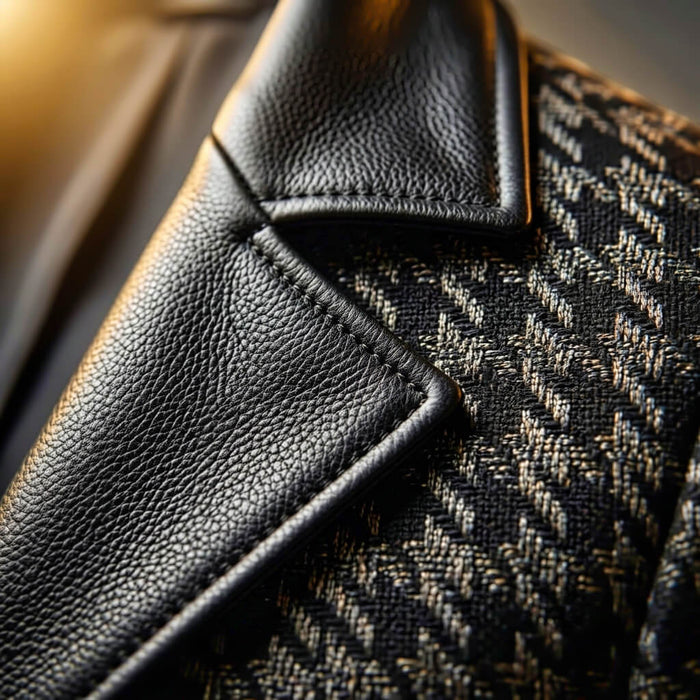 Giorgio Houndstooth Leather Blazer  - By Qivii