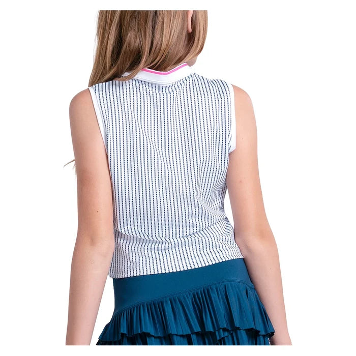 Girls' Glow Point Polo Tank White