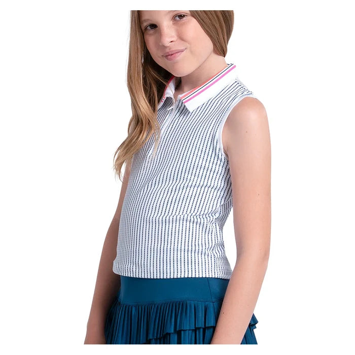 Girls' Glow Point Polo Tank White