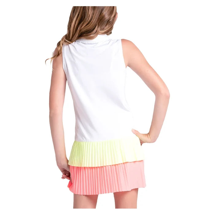 Girls' Match Pleated Polo Dress