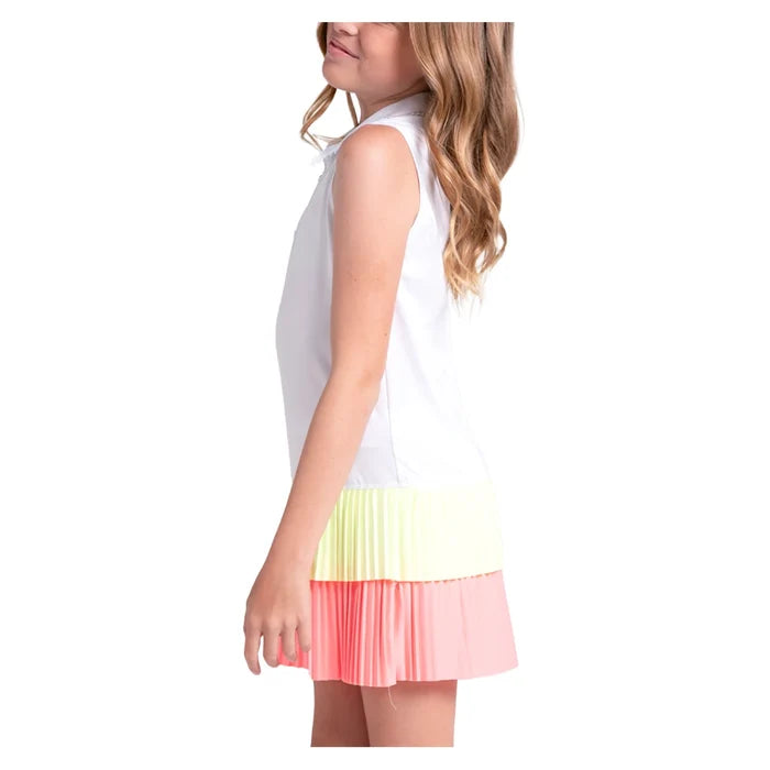 Girls' Match Pleated Polo Dress
