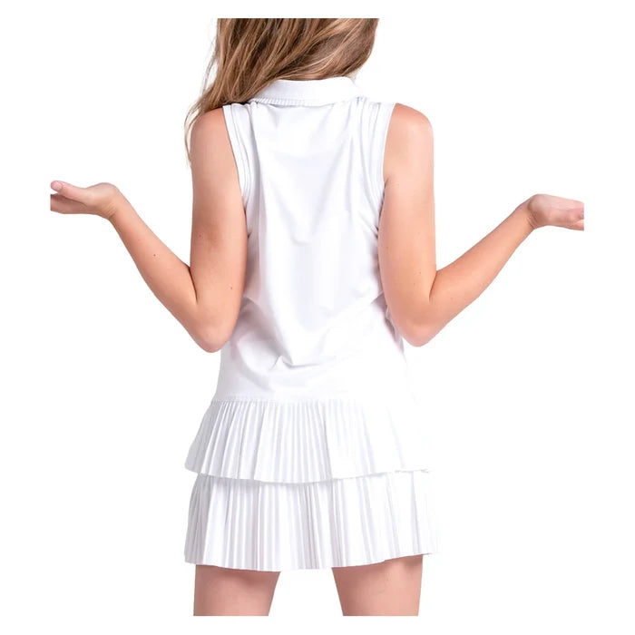 Girls' Match Pleated Polo Dress