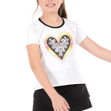 Girl's Paisley in Love Short Sleeve Top White