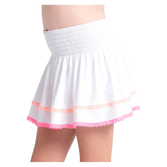 Girls' Smocked Frill Skort White