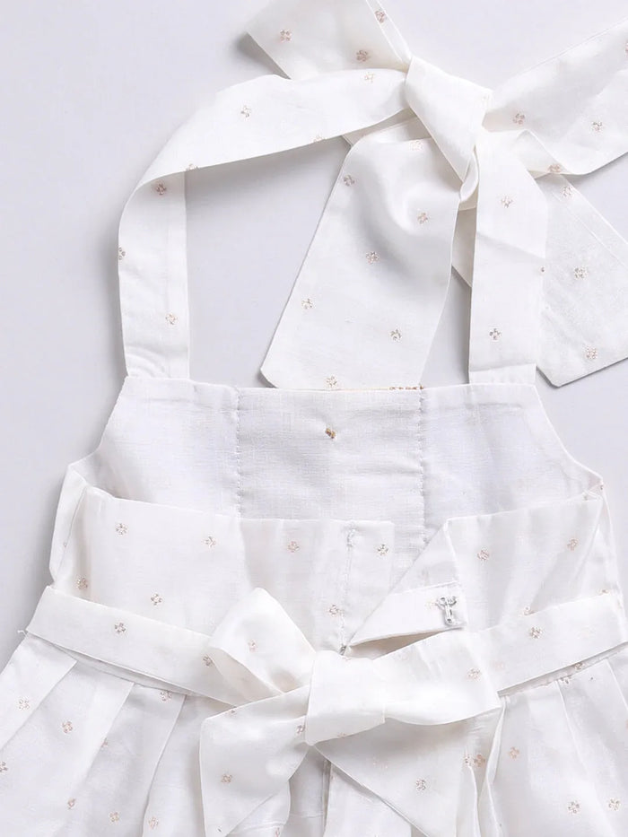 Girl's' White Frock, Shoe And Head Band