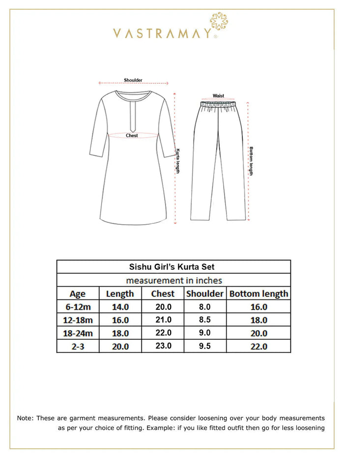 Girl's White Mirror Kurta Pyjama Set