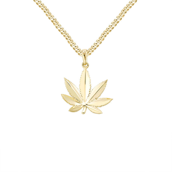 Gold weed leaf pendant-pendant charm-lirysjewelry