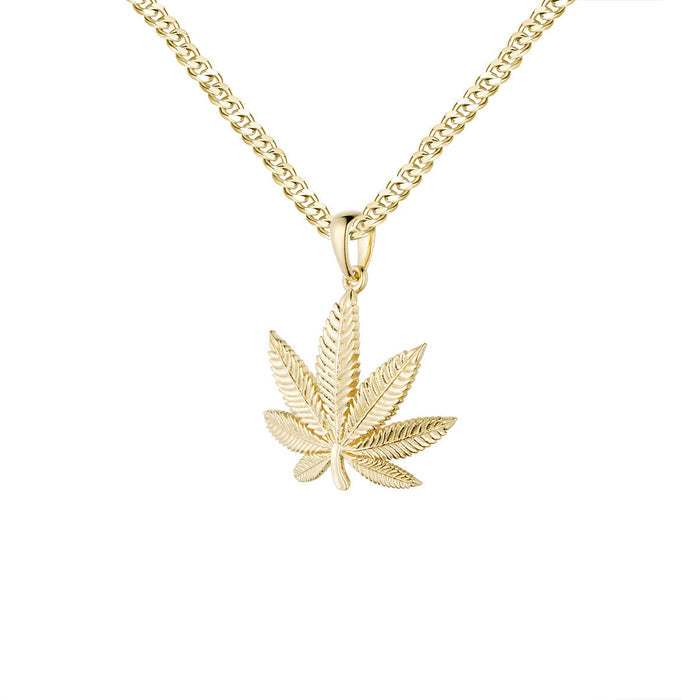 Gold weed leaf pendant-pendant charm-lirysjewelry