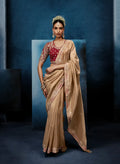 Golden Beige Embroidery & Hand Work Saree