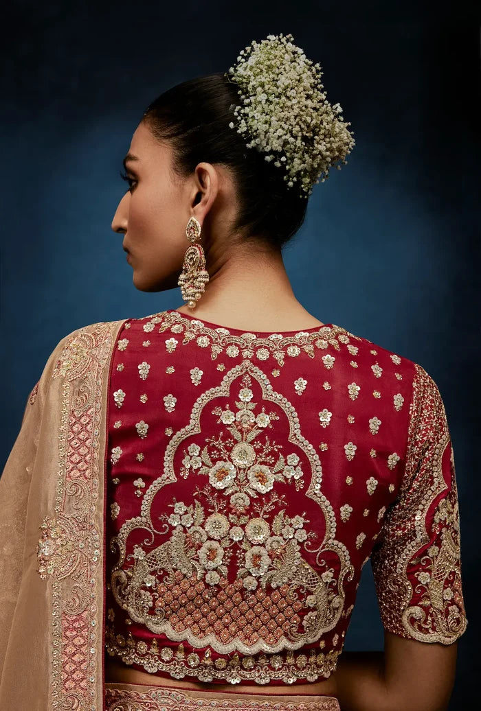 Golden Beige Embroidery & Hand Work Saree