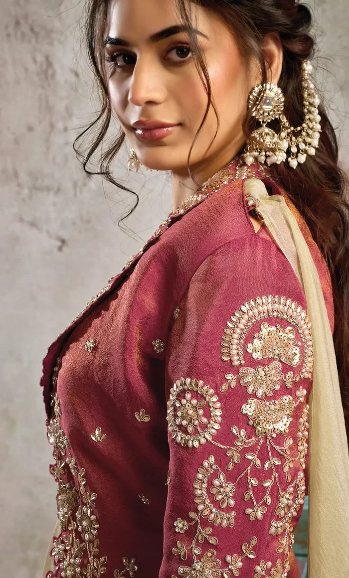 Golden Beige Ready To Wear Saree