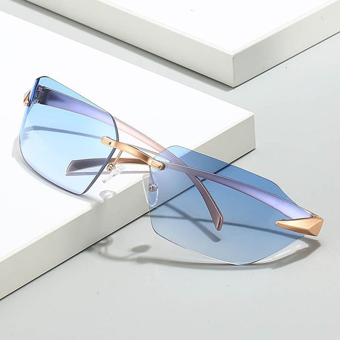 Golden Rimless Shades  - By Qivii