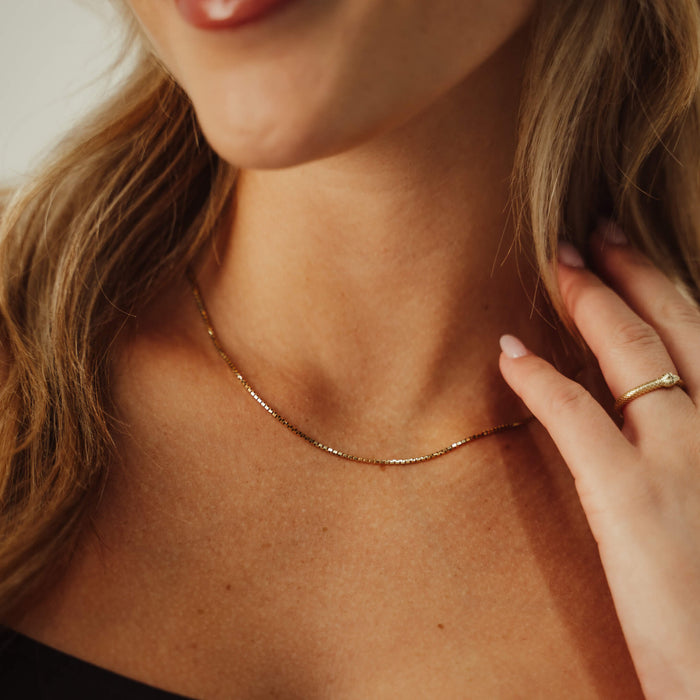 Golden Whisper Genuine Gold Box Chain