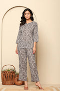 Grey Printed Cotton Co- Ord Set
