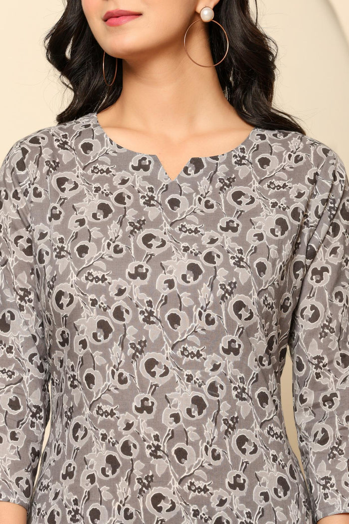 Grey Printed Cotton Co- Ord Set