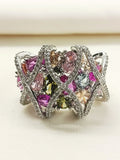 Gritachi Multi Colour American Diamond Finger Ring