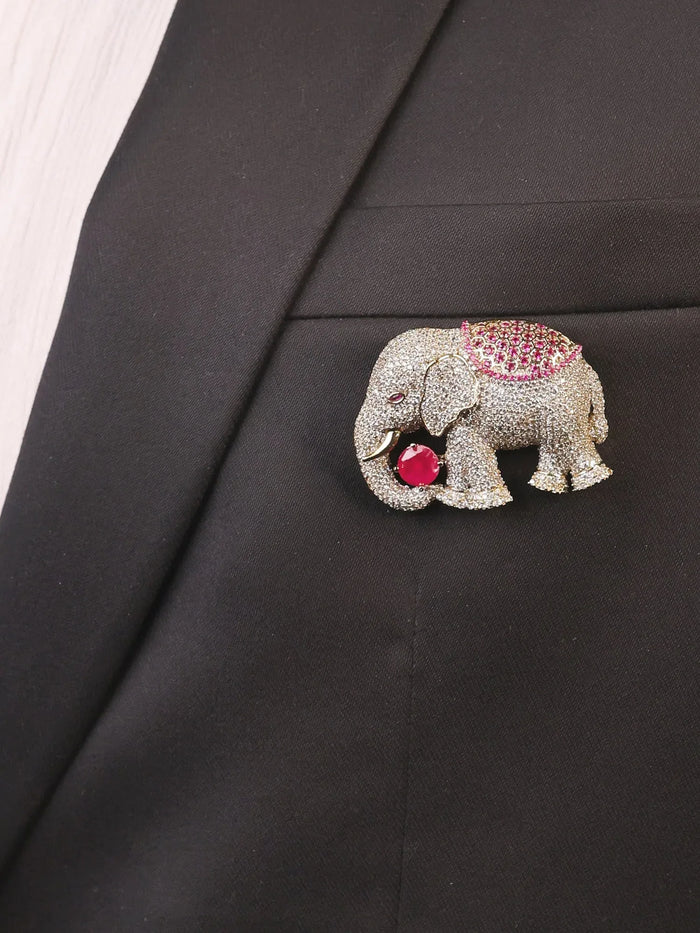 Harshil Ruby Elephant Brooch