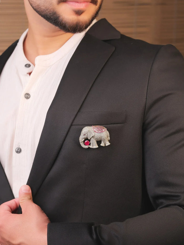 Harshil Ruby Elephant Brooch