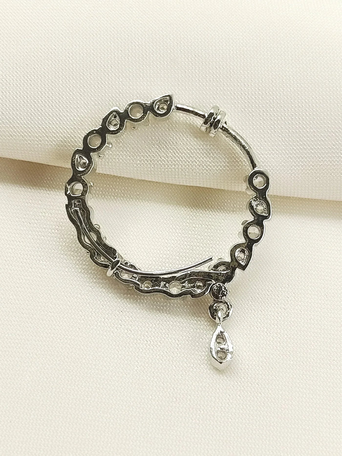 Hemavani White American Diamond Nath