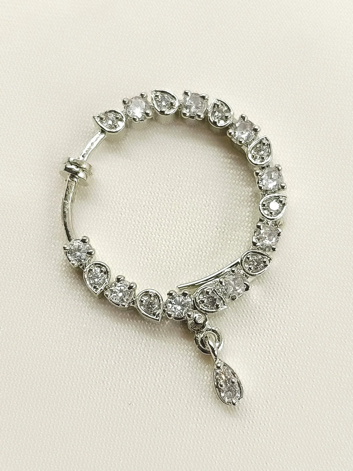Hemavani White American Diamond Nath
