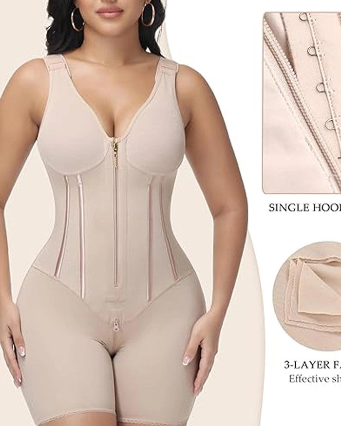 High Compression Full Body Shaper with Bulit-in Bra - By Qivii