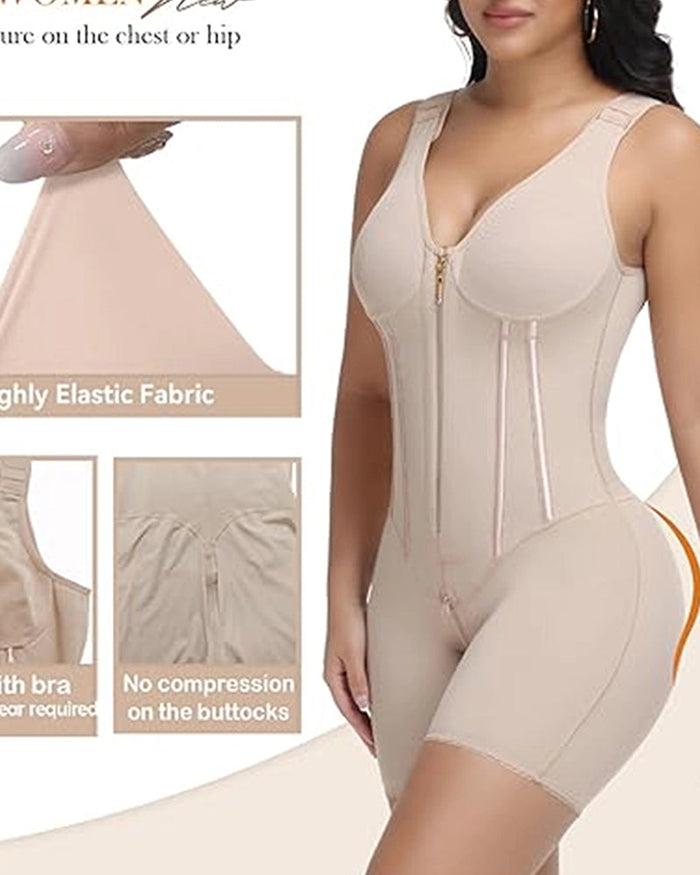 High Compression Full Body Shaper with Bulit-in Bra - By Qivii