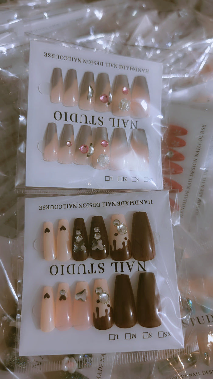 High quality Fancy stone nails with nail sticker