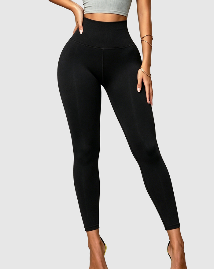 High Waist Ribbed Seamless Hip Lift Yoga Leggings  - By Qivii