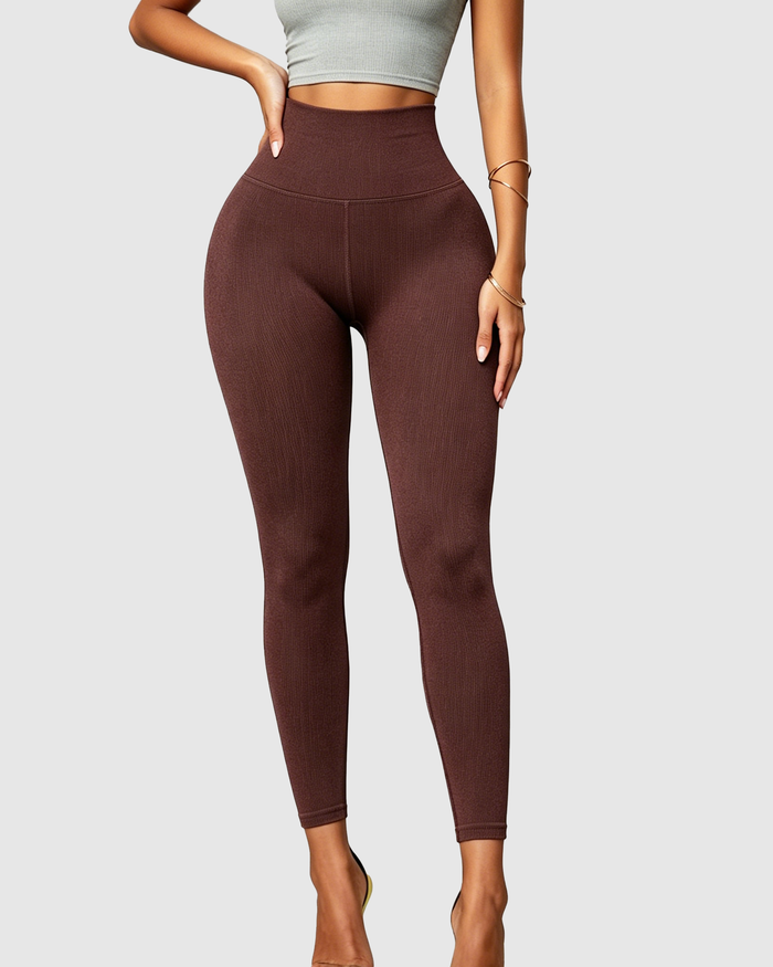 High Waist Ribbed Seamless Hip Lift Yoga Leggings  - By Qivii