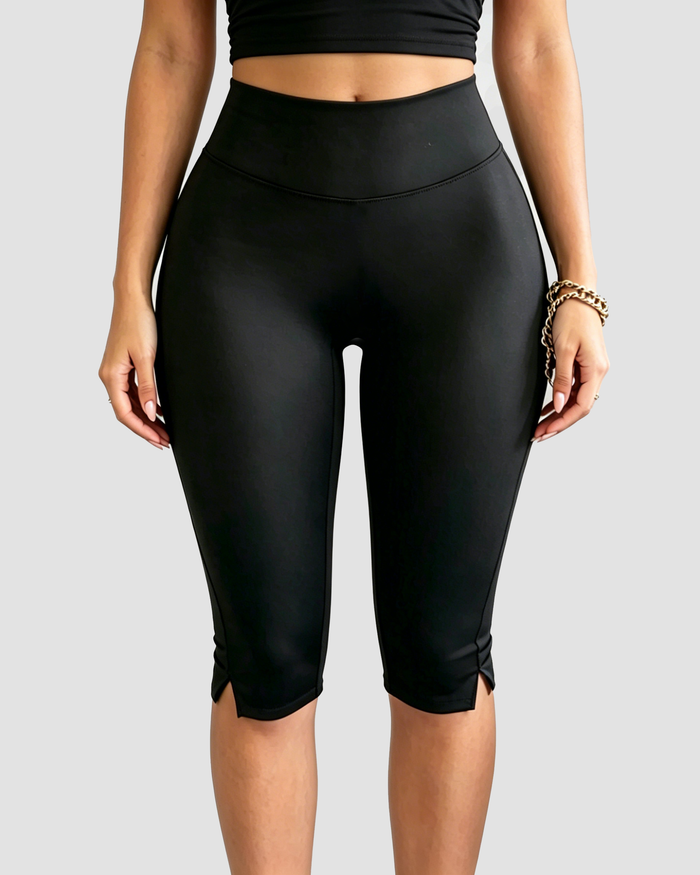 High-waisted Tummy Control Capri Shaping Leggings  - By Qivii