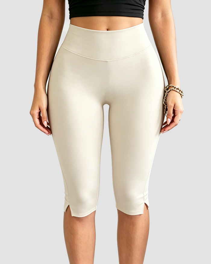 High-waisted Tummy Control Capri Shaping Leggings  - By Qivii