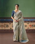 Ice Blue Heavy Embroidered Saree