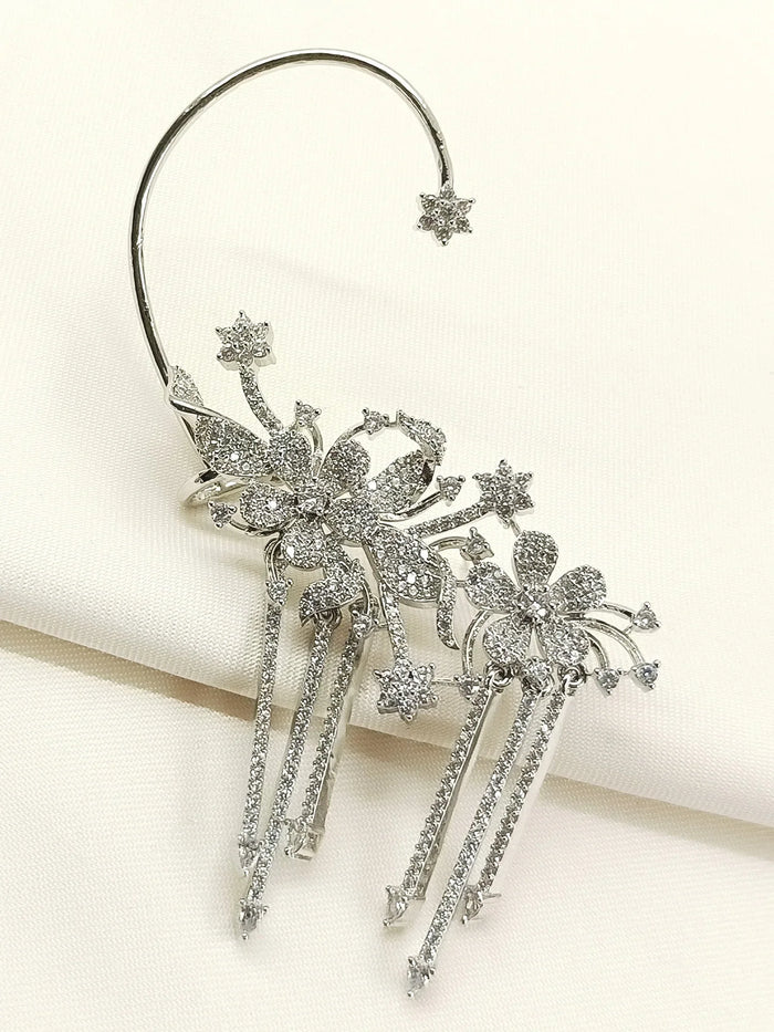 Ishika White American Diamond Earrings