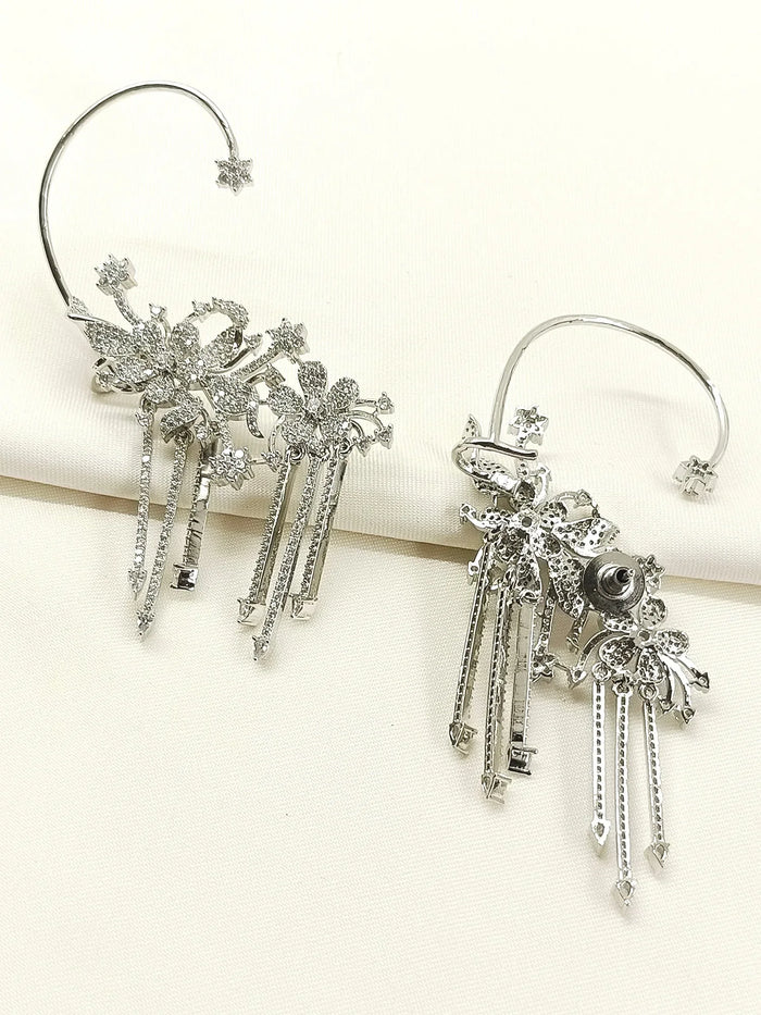 Ishika White American Diamond Earrings