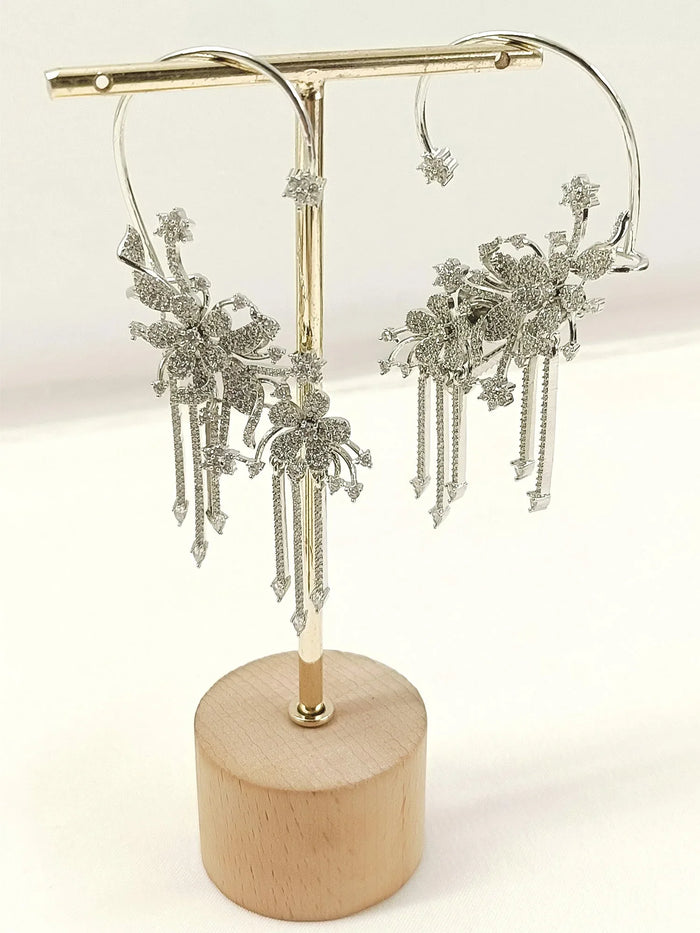Ishika White American Diamond Earrings