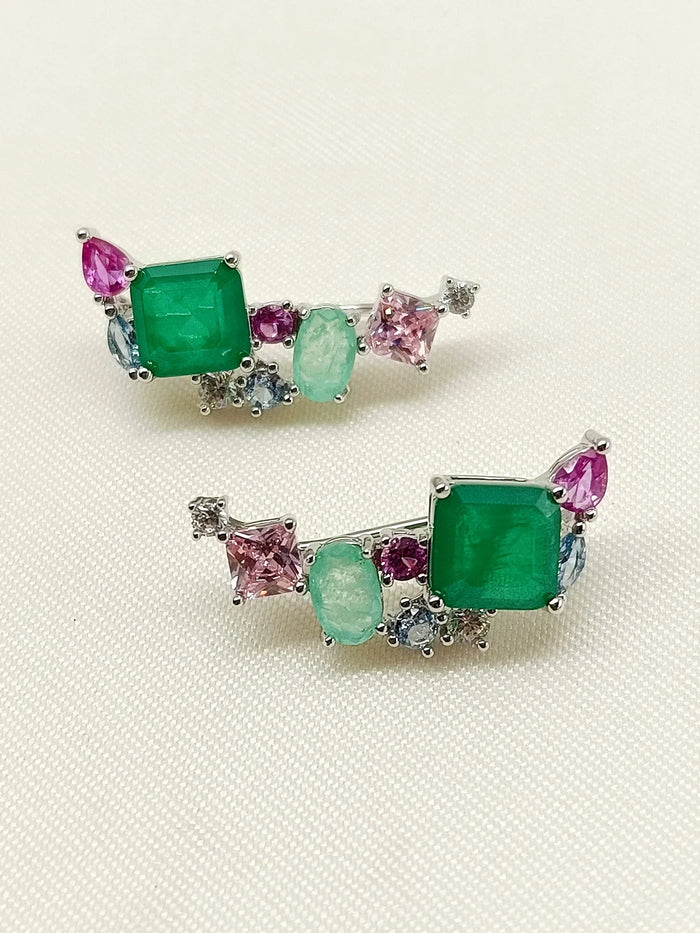 Jacqueline Multi Colour American Diamond Earcuffs