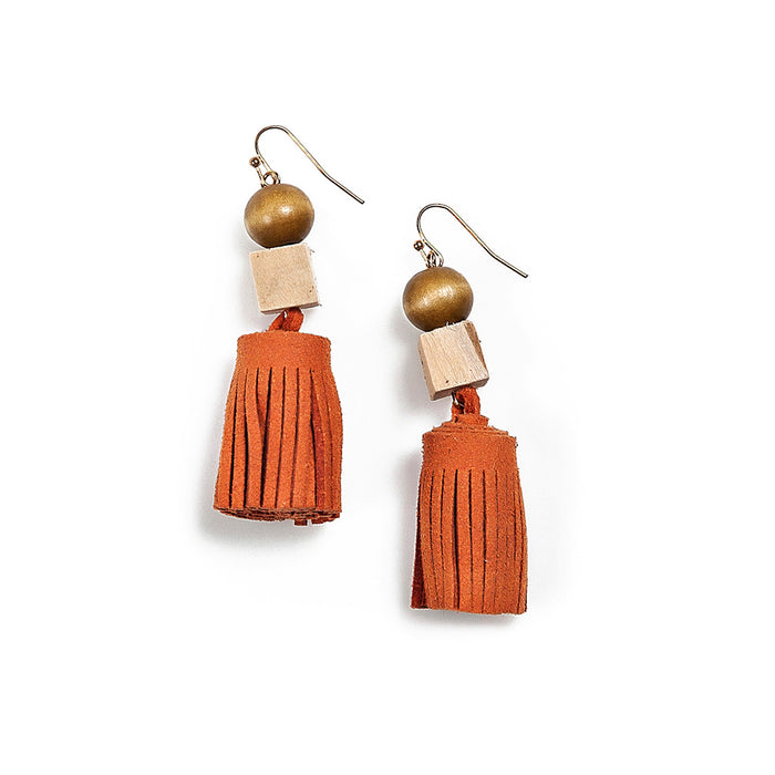 Josephine Suede + Wood Earrings - Final Sale