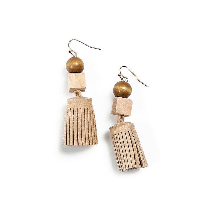 Josephine Suede + Wood Earrings - Final Sale