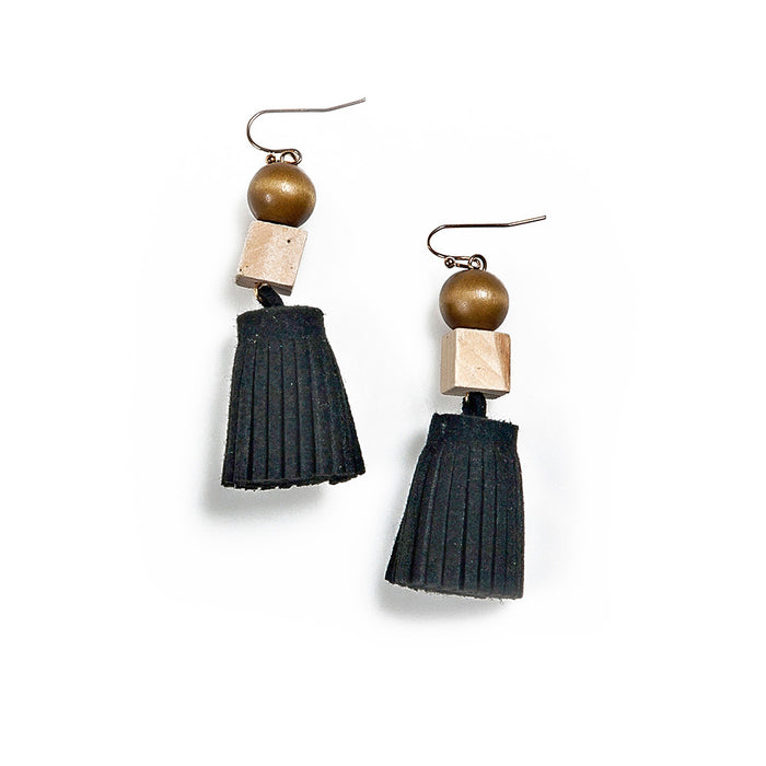 Josephine Suede + Wood Earrings - Final Sale
