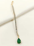 Kamalpreet Green American Diamond Teeka