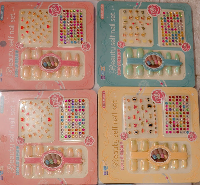 Kids nail pack including nail art material