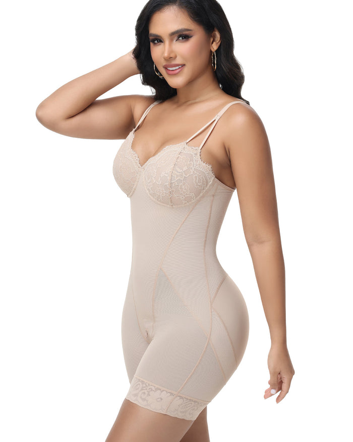 Lace Cup Tummy Control Shapewear Bodysuit - By Qivii