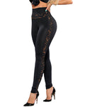 Lace High Waist Hip Lift Mesh Sheer Hollow Out Yoga Gym Jogging Trousers Legging Pants  - By Qivii
