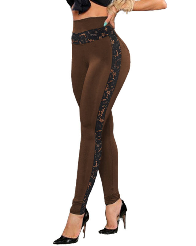 Lace High Waist Hip Lift Mesh Sheer Hollow Out Yoga Gym Jogging Trousers Legging Pants  - By Qivii