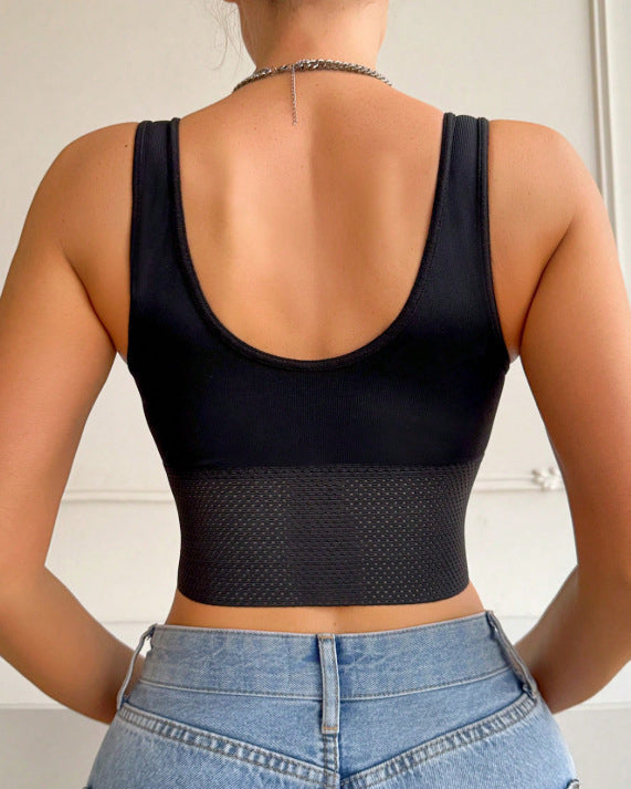 Lace Trim Front Hook-and-Eye Bustier Shaper Tank Top with Waist Control  - By Qivii