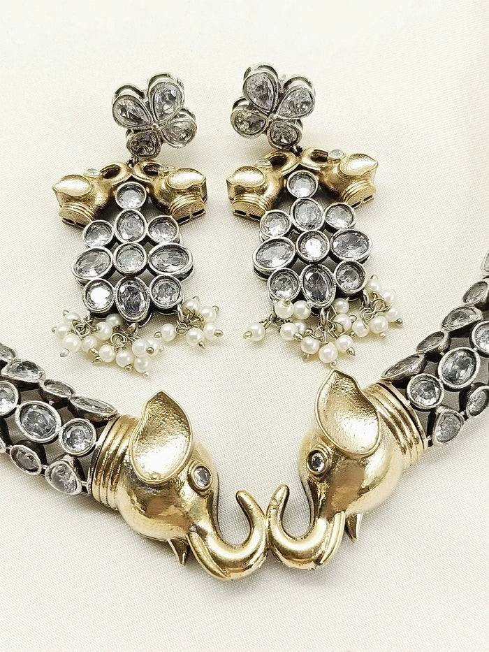 Leylani White Oxidized Choker Set