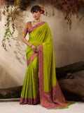 Lime Green Kanjivaram Silk Saree